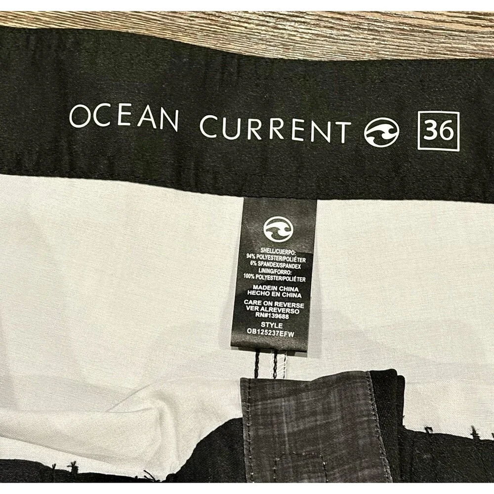 OCEAN CURRENT Stripe Flamingo Swim Board Shorts - Sz 36 Waist - Ret $40 - NWT